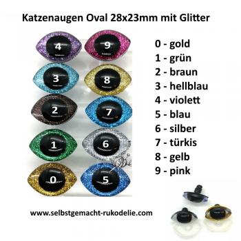 Katzenaugen Oval 28x23mm mit Glitter